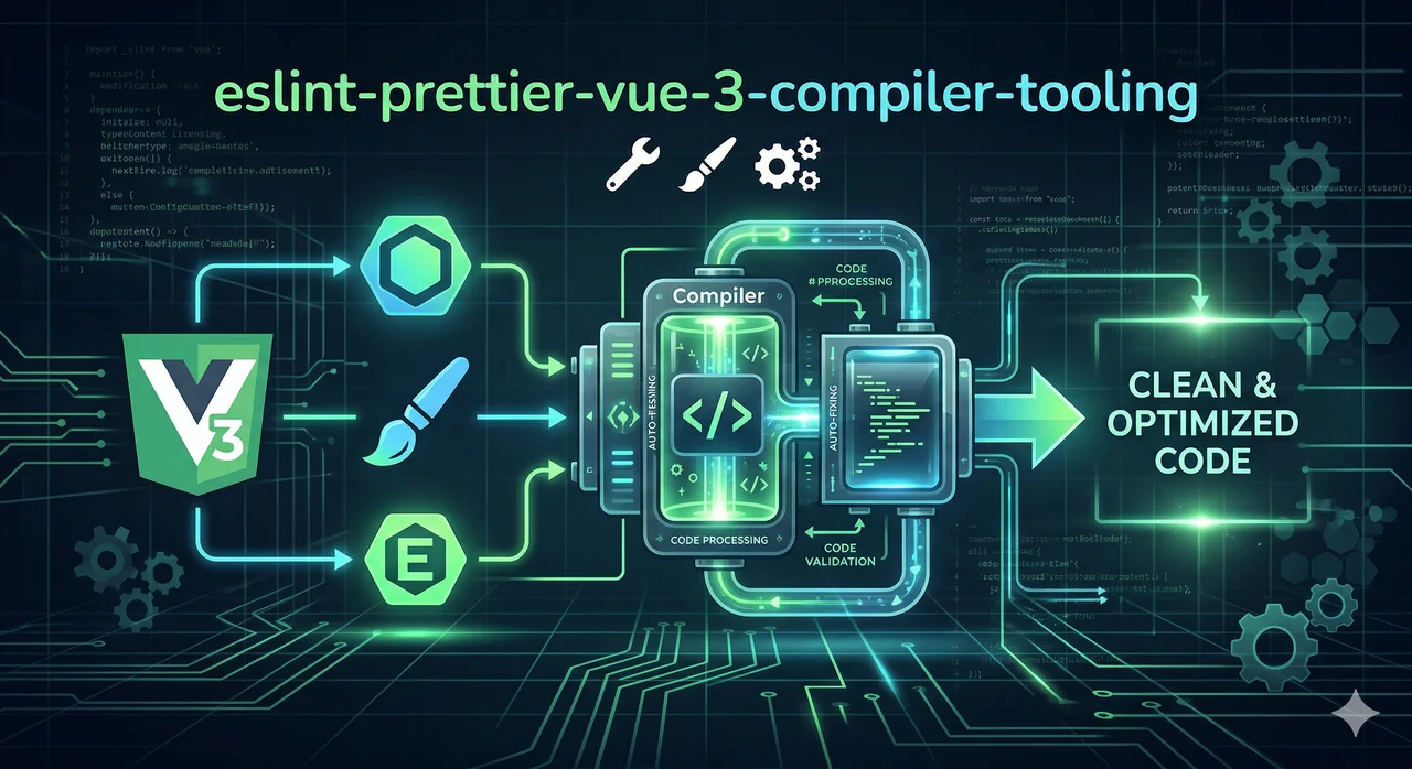 Code editor with ESLint and Prettier configuration for a Vue 3 project